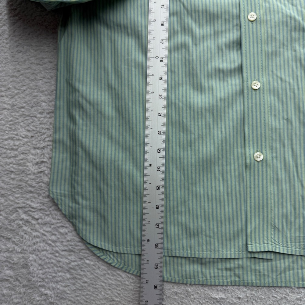 Lacoste Mens Regular Fit Striped Button Down Shirt Green Blue Cotton Size 42 L - Picture 4 of 9